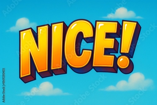 Nice Text Effect in Bold Comic Style on Blue Background