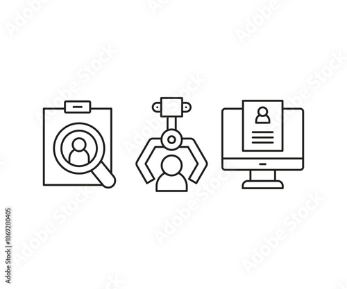 recruitment and human resource line icons set vector illustration