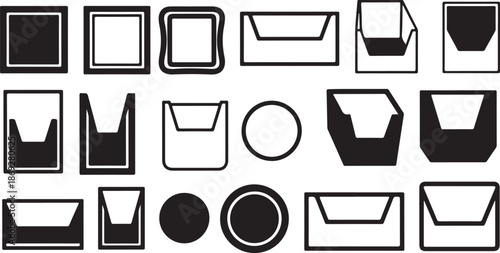 Envelope and mailbox icons in black and white