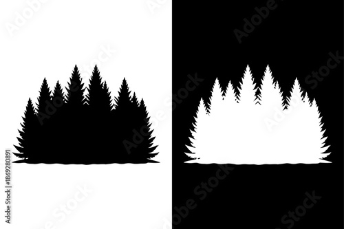 Seamless Black Evergreen Woods Vector Illustration of Pine, Spruce, and Fir Tree Silhouettes