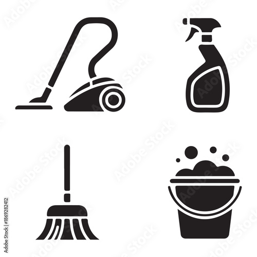 Modern home cleaning appliance silhouette for daily hygiene routine