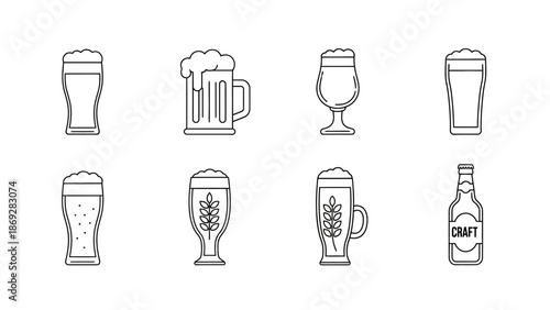 Assorted Beer and Liquor Glassware Illustrations.