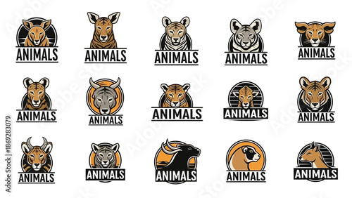 Animal Logos Collection Featuring Various Species.