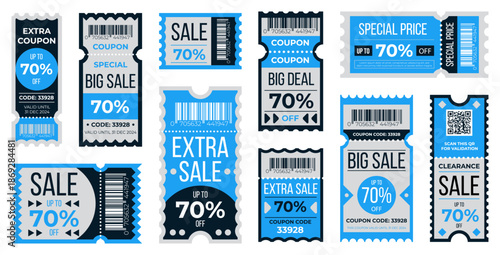 Collection of diverse discount coupons and gift vouchers.