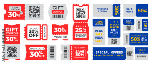 Collection of diverse discount coupons and gift vouchers.