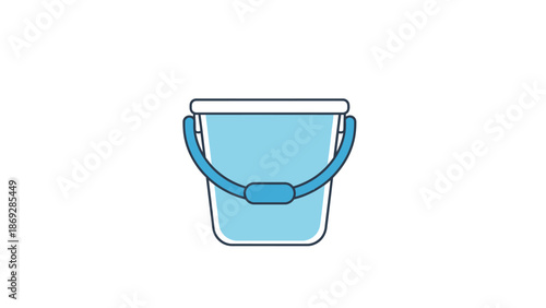 Essential household cleaning supply icon a refreshing blue bucket filled with water