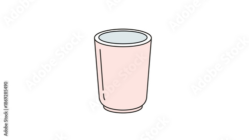 Simple illustration of a pastel pink drinking cup with light blue liquid inside, representing a refreshing beverage concept
