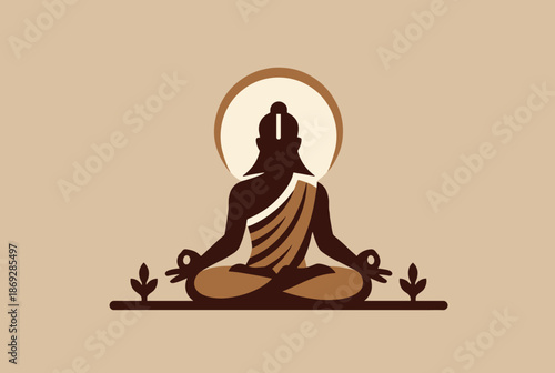 Simple vector of a meditating Buddha representing peace, enlightenment, and spiritual harmony.