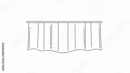 Simple illustration of a decorative curtain on a curtain rod