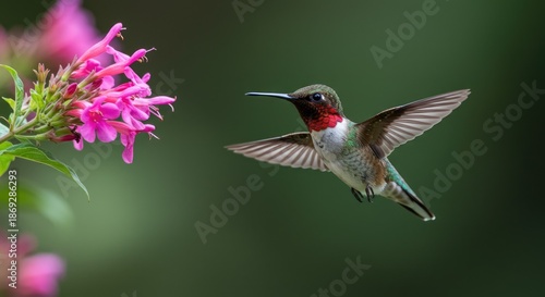  Vibrant Hummingbird Captured in Dynamic Mid-Flight Hovering with Iridescent Feathers