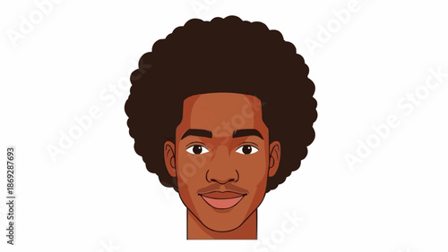 Portrait of a young Black man with an afro hairstyle.