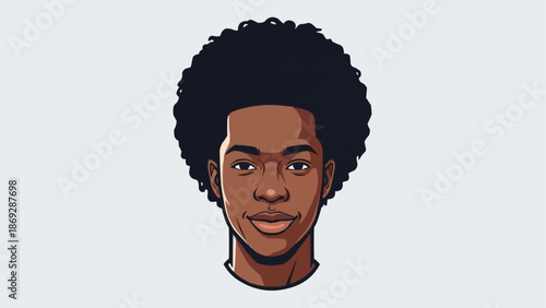 Portrait of a young Black man with an afro hairstyle.