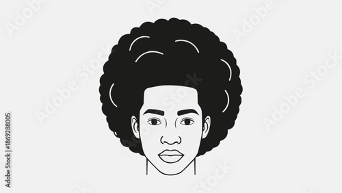 Illustration of a person with a large afro hairstyle.