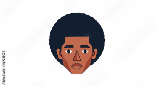Illustration of a surprised young man with an afro hairstyle.