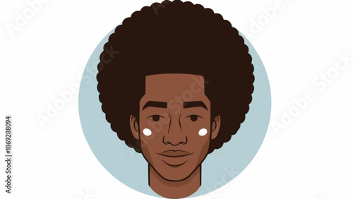 Illustration of a young Black man with a large afro hairstyle.