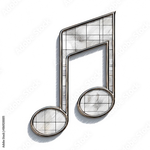Stylized note symbol in minimal black line style over a white background for elegant visual use