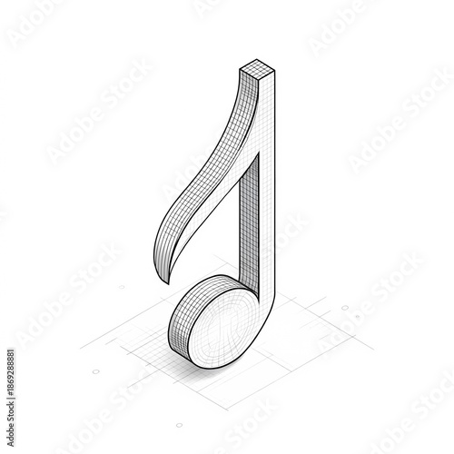 Stylized note symbol in minimal black line style over a white background for elegant visual use
