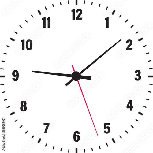 Analog wall clock icon. Classic round timepiece symbol for schedule and deadline management. Watch face design for office and home decor vector illustration sign isolated on transparent background.