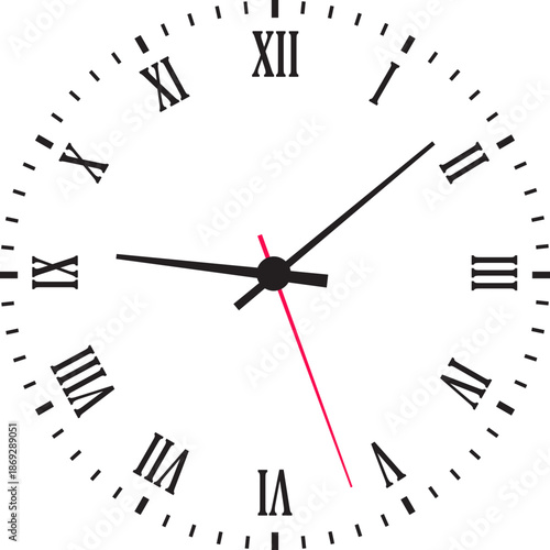 Analog wall clock icon. Classic round timepiece symbol for schedule and deadline management. Watch face design for office and home decor vector illustration sign isolated on transparent background.