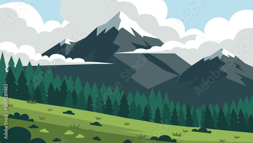 Mountain Valley With Green Forest