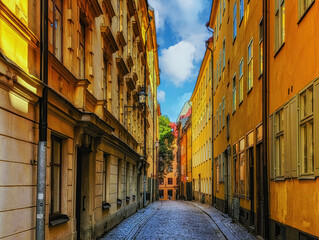 Keuken achterwand Stockholm Sfeervolle straat in oude Stockholm  © atosan