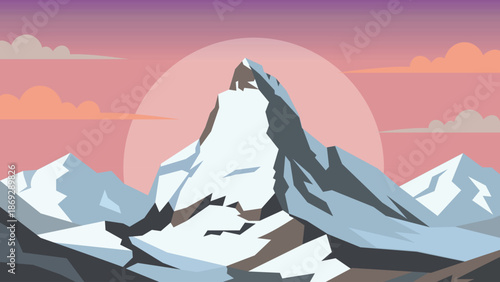 Snowy Mountain Peaks Landscape View