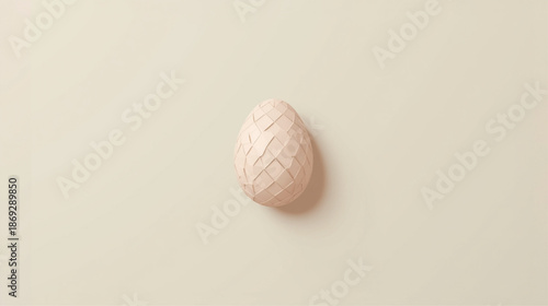 Minimalist Easter background with single centered egg and large copy space in flat pastel vector illustration