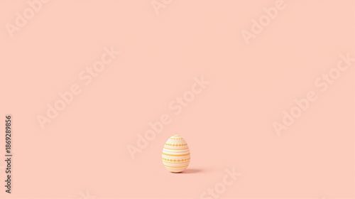Minimal Easter background with single egg at bottom center and large copy space in flat pastel vector