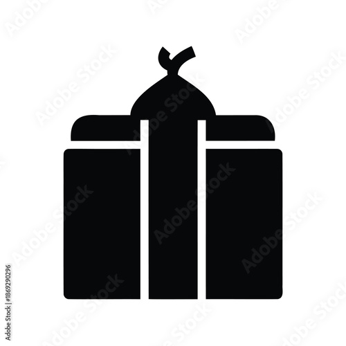 Minimalist graphic representation of a tied gift, simple present illustration