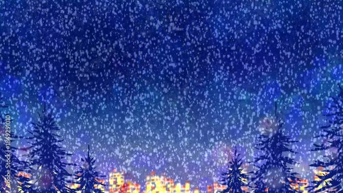 街に降る雪。大雪。ループ。