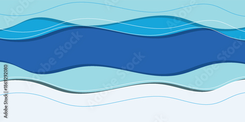 Abstract Blue Wave Background Design with Flowing Layers.