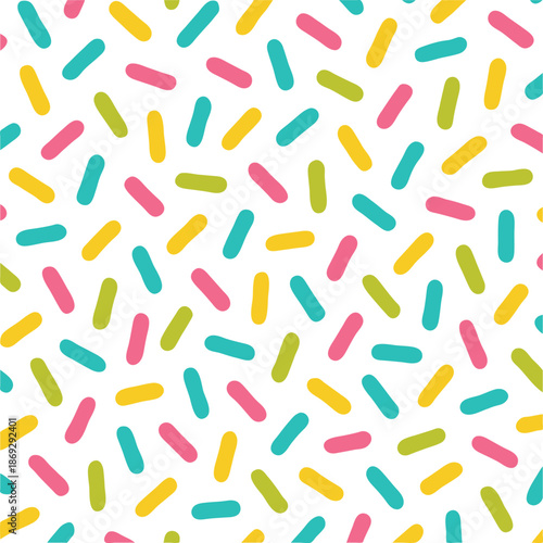 Seamless Decorative Sprinkles Vector Pattern, Colorful Donut Glaze and Ice Cream Topping Background 