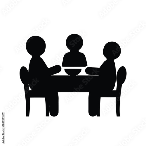 Graphic of three people sitting at a table having a meeting