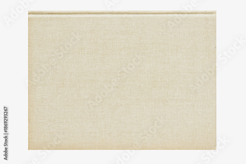 Square beige fabric book cover with subtle texture and clean edges, isolated on white. Natural background for book mockup, stationery design, product presentation. Copy space