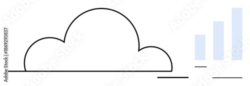 Cloud computing. Minimal cloud icon paired with bar chart growth and trends. Cloud computing driving business growth, efficiency, and innovation. Perfect for IT, analytics, and marketing