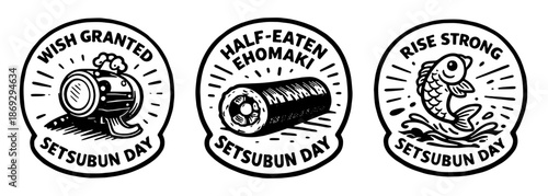 節分の願掛けと縁起モチーフのステッカーセット、Setsubun Wish and Lucky Motif Sticker Set