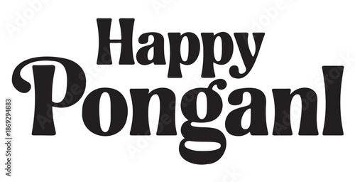 Happy Pongal Text Vectot on a White Background