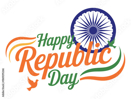 Republic Day Celebration India Vectot on a White Background