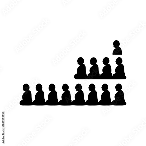 Silhouette of a Classroom Setting with Students Sitting in Rows for Lecture