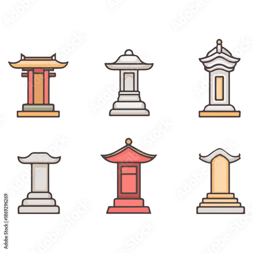 qingming festival, asia, tombstone collection, festival, vector, transparent background, monument, icon, graveyard, death, monument, gravestone
