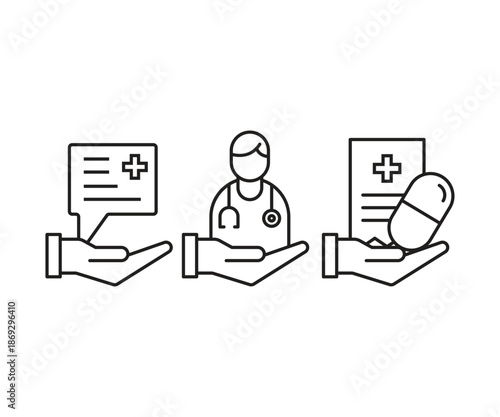medical line icons set vector illustration