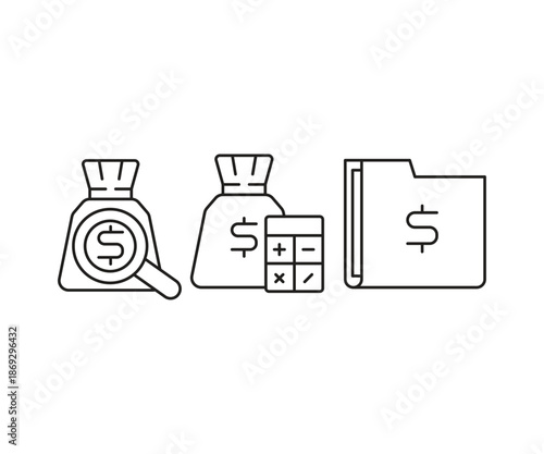 finance and fund line icons set vector illustration