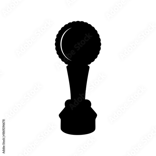 Elegant black trophy silhouette with ornate ball on a stylish pedestal