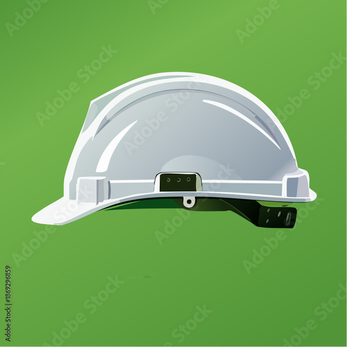 White Hard Hat with Integrated LED Headlight and Safety Features.