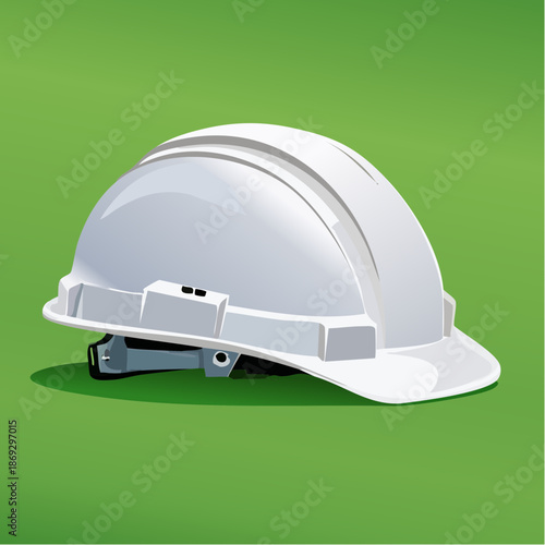 White Hard Hat with Adjustable Suspension System.