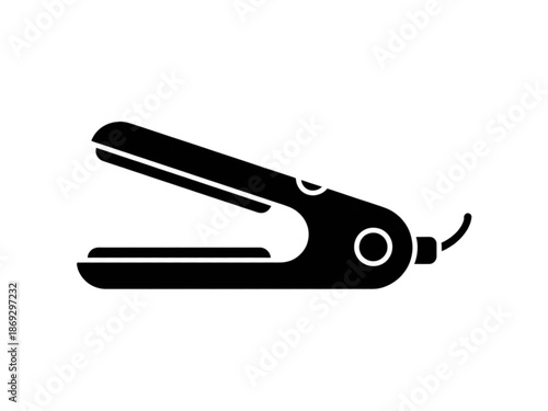 A simple black illustration of a stapler on a white background