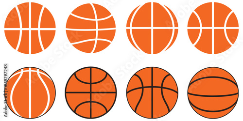 basketball ball set isolated on white background, a premium ranked illustration set showcasing realistic basketball designs, ideal for sports marketing, athletic event graphics, and creative vector 
