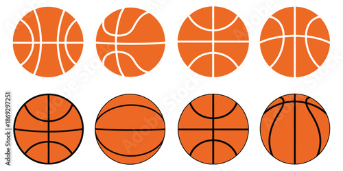basketball ball set isolated on white background, a top ranked vector collection featuring detailed basketball illustrations, perfect for sports graphics, team branding, and digital or print design 