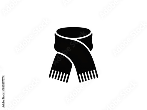 A minimalist illustration of a scarf wrapped around a neck, showcasing fashion and winter accessories in a simple, graphic style.