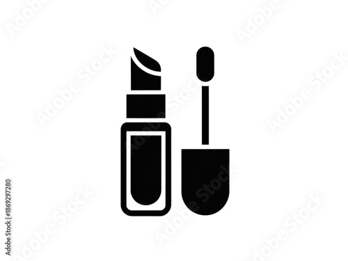 Nail polish bottle and brush illustration on a white background